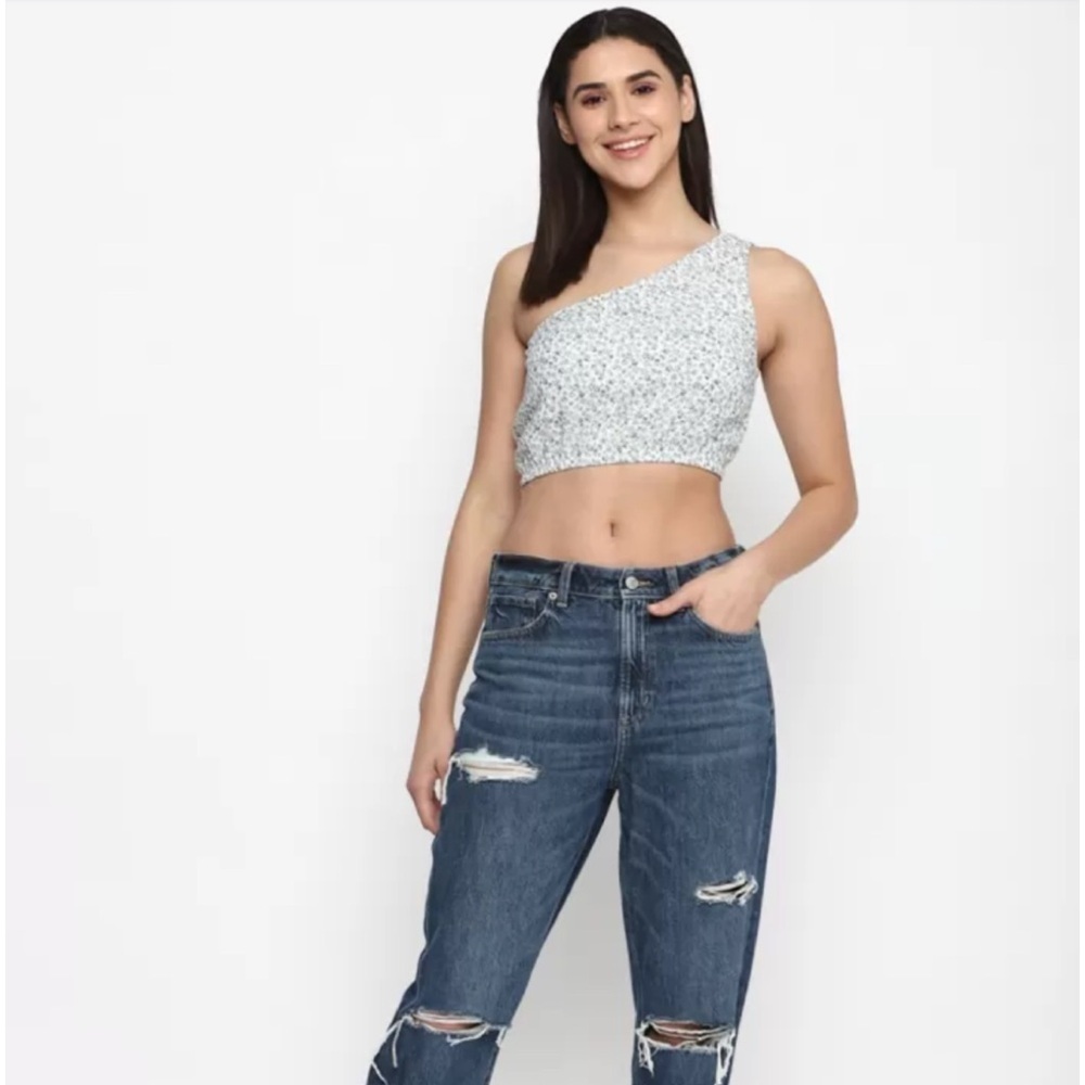 AMERICAN EAGLE | Floral Printed One Shoulder Crop Top, Size M, NWT
